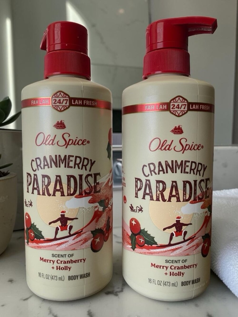 Old Spice Cranberry Paradise Body Wash Merry Cranberry Holly 16oz Pump Lot of 2